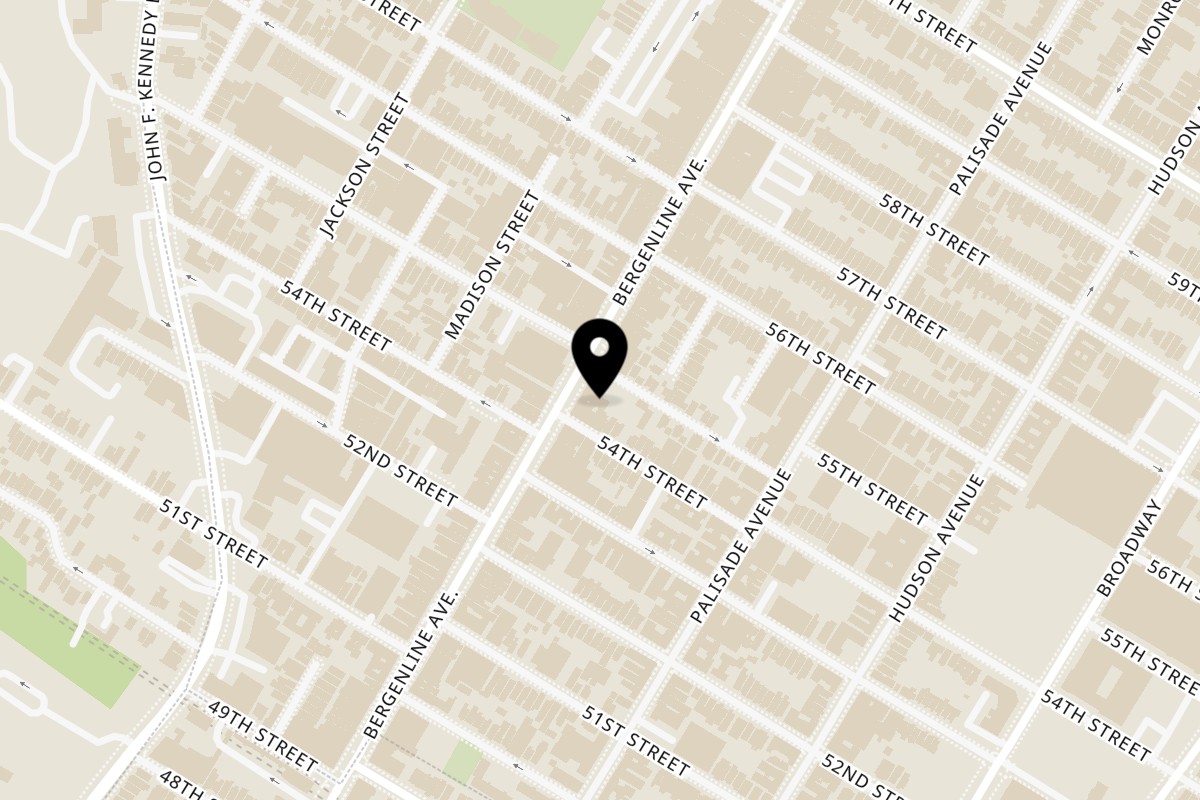 Map showing the location of El Doner on 5406 Bergenline Ave in West New York